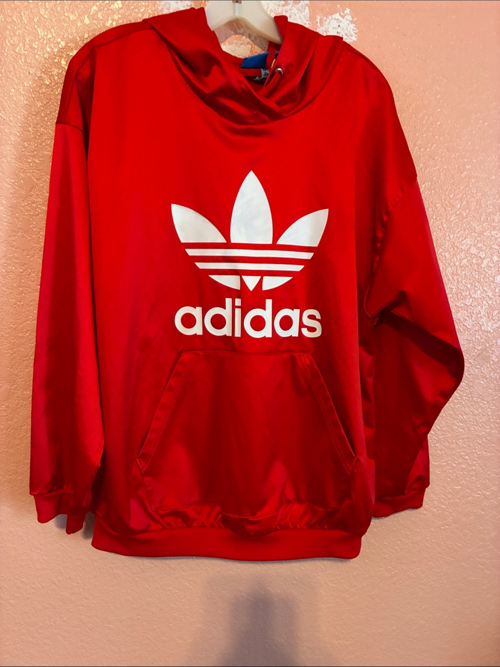 adidas Red Hoodie with White Trefoil Logo